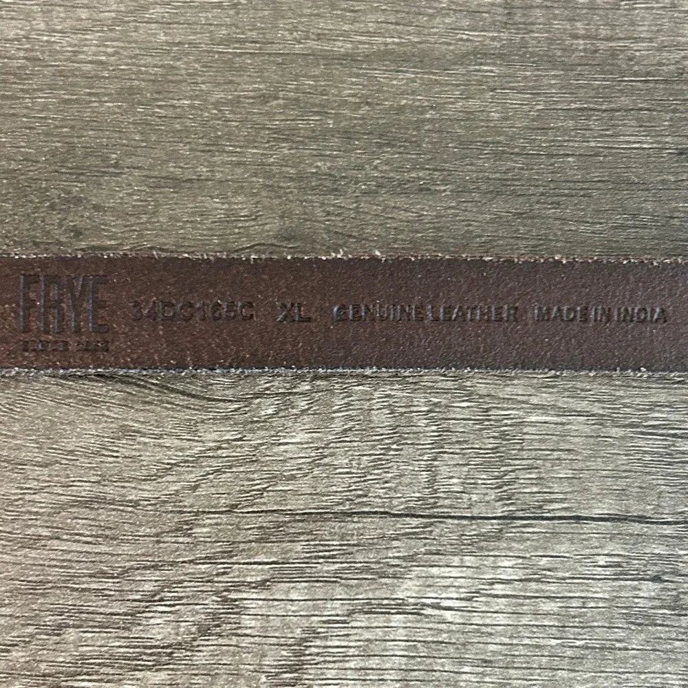 Frye Men Genuine Leather Belt‎ XL Brown Buckle Knot Detail Western Ranch Rodeo